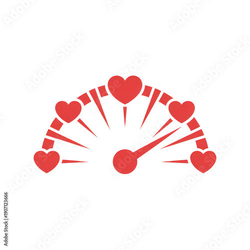 Red heart gauge meter isolated on transparent background