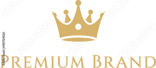 Minimalist gold crown logo design elegantly displayed above rich text stating premium brand against a sophisticated dark background symbolizing luxury and excellence.