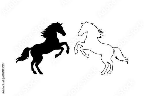 Wallpaper Mural rearing horse silhouette vector, horse line art, horse black symbol. Torontodigital.ca