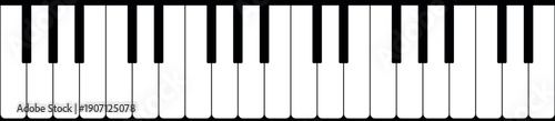 Seamless pattern with piano keys. The black and white keys are arranged in a horizontal row. Graphic background music for design, textiles, packaging, wallpaper, and digital projects.
