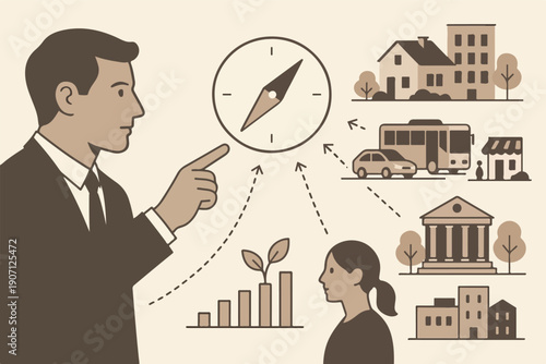 Business Decisions Influencing Social and Community Structures illustration