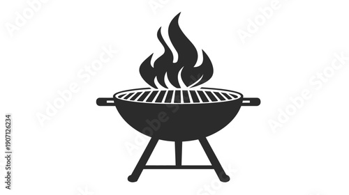 Simplified illustration of a charcoal grill with flames, ideal for outdoor cooking