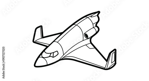 Stylized Outline Drawing of a Modern Jet Aircraft or Space Plane