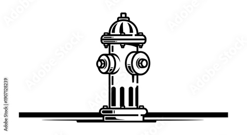 Minimalist fire hydrant line art — street urban safety emergency icon vector
