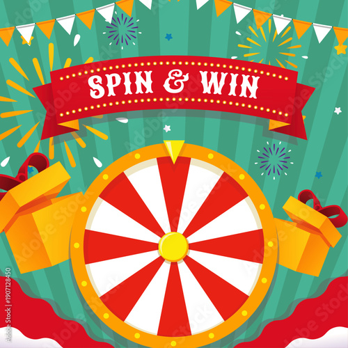 Engaging Spin and Win Game Promotion Featuring a Lucky Prize Wheel and Festive Rewards for Participants