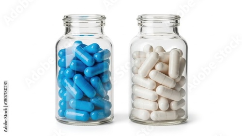 Two jars of capsules isolated on white background