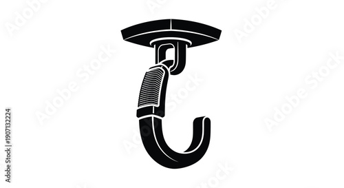 Black and white illustration of a ceiling hook with a threaded component