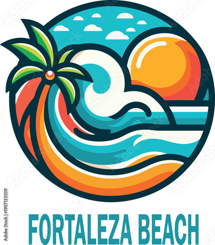 Fortaleza beach logo icon vector white background .
