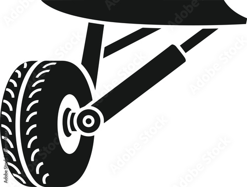 Black and white icon of a vehicle tire with tread and suspension system wheel rubber
