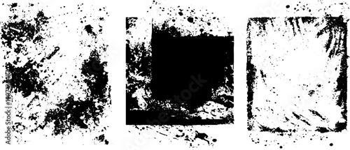 Urban Grunge Overlay Texture Set with Stamp and Spray Effects, Distressed Vector Collection of Paint Damage, Concrete Texture and Rough Surface Elements.