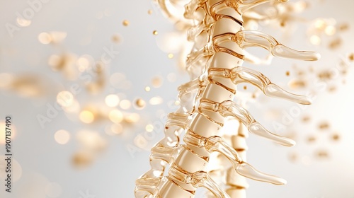 detailed 3D model of a spine with scoliosis, displaying the abnormal curvature