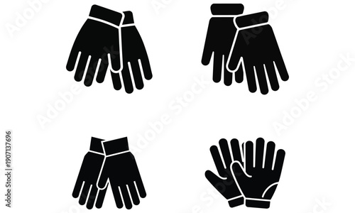 Winter gloves icon set isolated on white background
