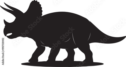 Collection of dinosaur silhouettes in black showing flying and walking species in bold graphic style