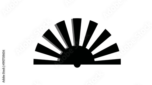 Black and white abstract sunburst design, composed of radial rays with grey shadow