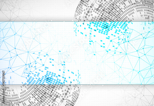 Abstract communication technology design background with highlighted blue sector.