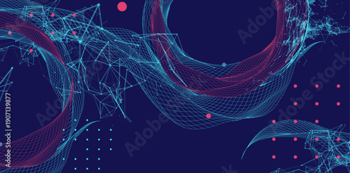 Abstract wireframe background. Modern science art elements.