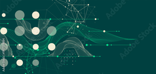 The abstract wave is made in a frame style. Template for science and technology presentation.