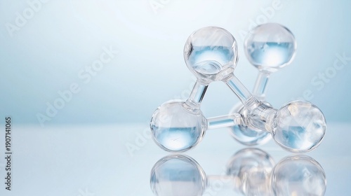 A transparent crystal structure of a mineral, magnified to show individual atoms connected in a glowing geometric pattern
