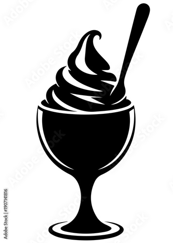 Classic ice cream sundae with a scoop of whipped cream and a cherry on top