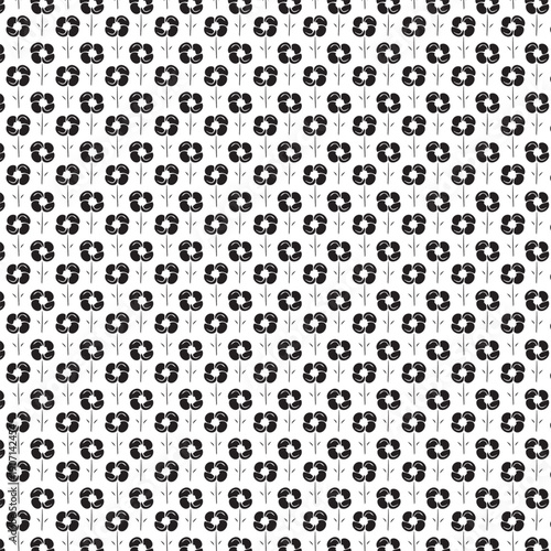 Flowers Silhouette Seamless Pattern Black White