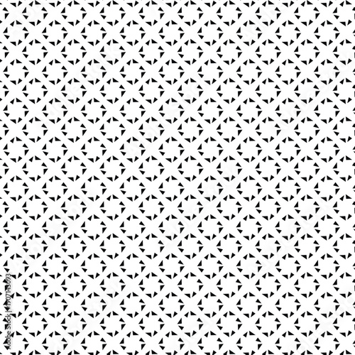 Black and white vector seamless pattern with small diamonds , star shapes ,rhombuses .Abstract black and white geometric texture .Simple minimal wide repeat background .