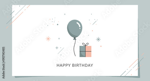 Happy birthday celebration with balloon and gift box