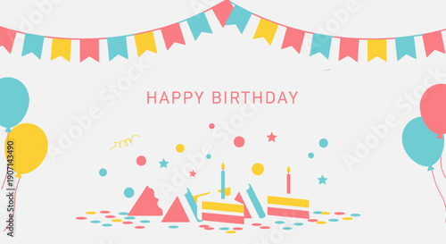 Vibrant birthday celebration with cake and colorful decorations