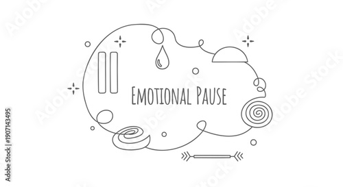 Emotional pause button vector icon, minimalist design for website, social media, or presentation, isolated on transparent background, png