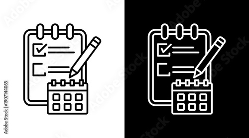 Task Planner  White Icon Set Design