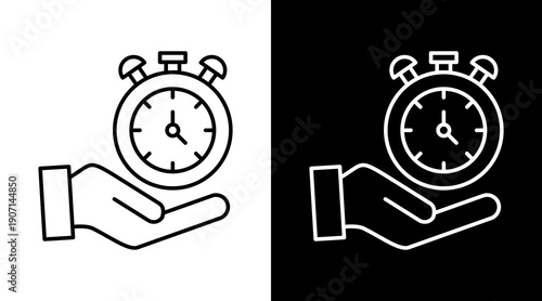 Time Control White Icon Set Design