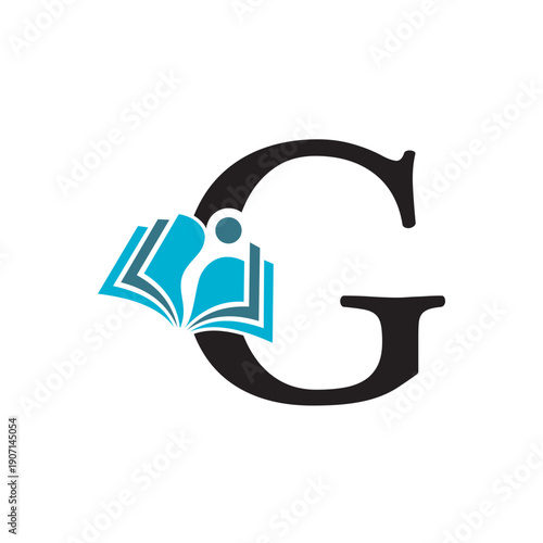 Education Book Logo Combine With Letter G Vector Template