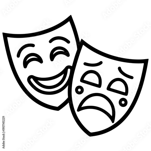 Comedic and tragic masks symbolizing contrasting emotions and theatrical expressions
