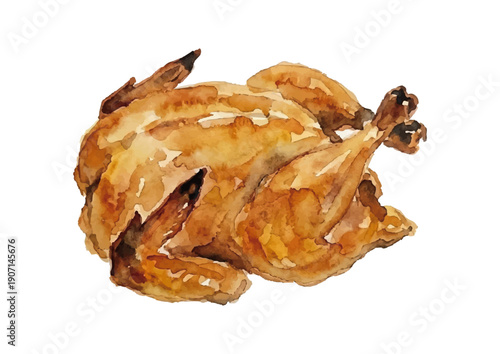 roasted chicken on white／丸焼きチキン・クリスマス