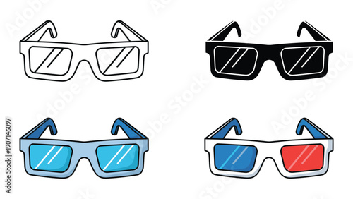 3D Glasses: Outline, Silhouette, and Red/Blue Lenses
