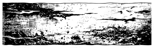 Wide panoramic grunge texture background with dirty scratches and ink spots