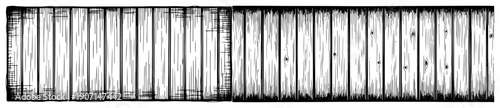 Set of two vertical wood fence textures with sketch style timber planks