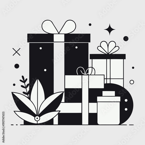 Gift box set with ribbons and bows for celebration and holiday occasions