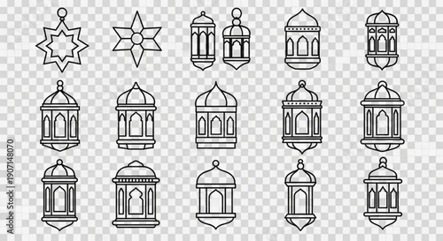 Elegant lanterns and star designs for Ramadan or Islamic celebrations