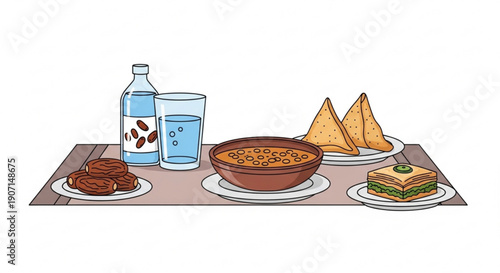 Delicious fast food background featuring a pizza meal and gourmet drinks served with a snack on a white restaurant plate