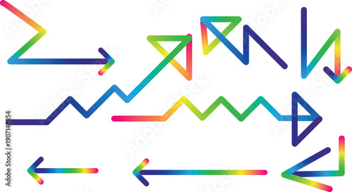 Colorful Gradient Arrows Collection, Modern Direction Icons Set