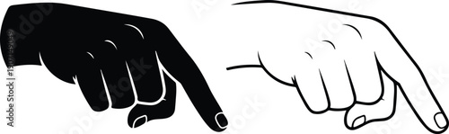 Pointing Down Hand Vector Icon Set Featuring Downward Finger Gestures, Cursor Direction Symbols, and Guide Indicators for Instructions, Apps, UI Design, Web Interfaces