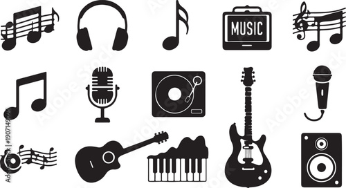 Creative hobbies outline icons set – flat, art, design and crafts symbols