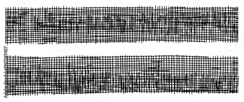 Abstract hand drawn horizontal grunge bands with dense cross hatching ink texture