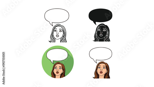 Woman with wide eyes and open mouth, diverse styles, conveying shock, surprise, and amazement for dramatic effect.