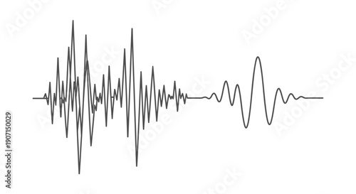 Sound wave pattern vector illustration, audio signal waveform, music or medical heartbeat rhythm, for background or texture, Isolated on transparent background, png