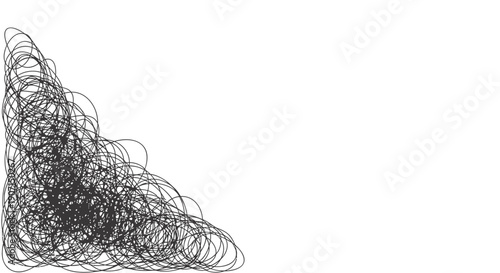 Black scribble triangle scribbles, chaotic lines vector graphic, abstract shape for background or overlay effect