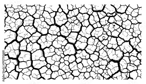 Detailed vintage engraving style texture of dried and deeply cracked ground