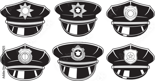 Police hats with various badge badges law enforcement uniforms headwear