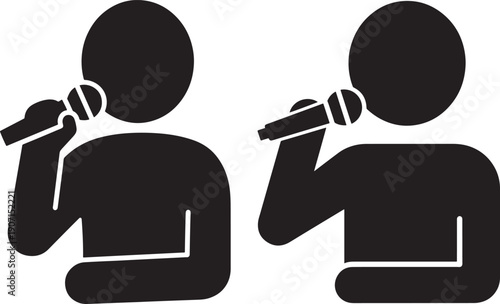 Person silhouette singing into microphone concept