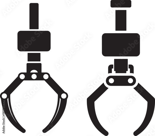 Claw machine silhouette two black toy crane